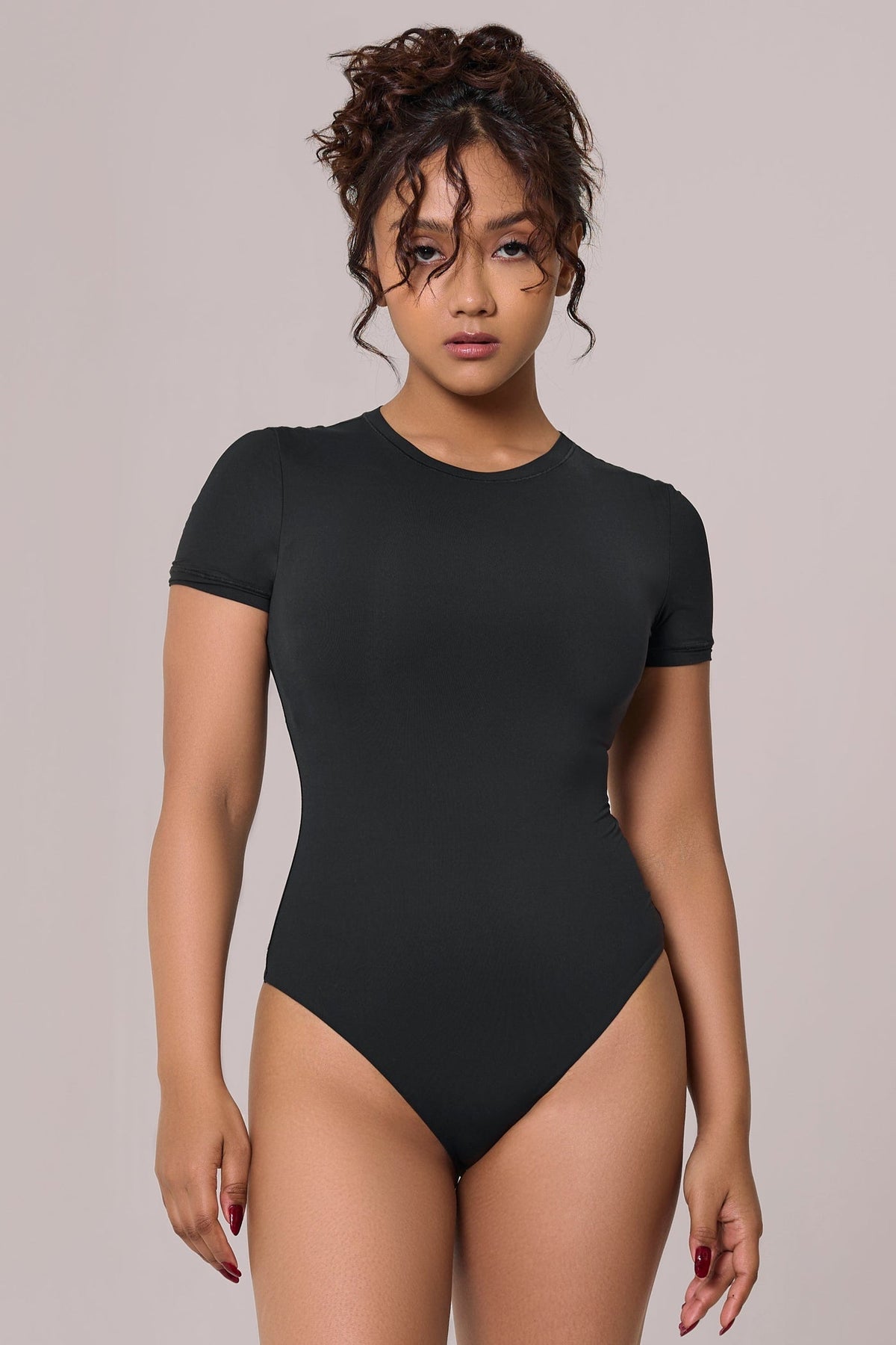 Cap Sleeves Bare Bodysuit
